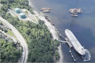  ??  ?? An aerial view of the Trans Mountain pipeline marine terminal in Burnaby.
