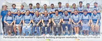  ?? Picture: FIJI FA MEDIA ?? Participan­ts at the women’s capacity building program workshop.