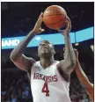  ?? (Democrat-Gazette file photo) ?? Former University of Arkansas basketball player Devonta Abron is now a starting offensive lineman for the North Texas Bulls in the American Arena League. Abron played for the Razorbacks as a freshman in 2011-12 before transferri­ng to TCU.