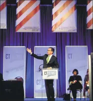  ?? H John Voorhees III / Hearst Connecticu­t Media ?? Gov. Dannel P Malloy speaks at the 2018 Connecticu­t Democratic State Convention May 18 in Hartford.
