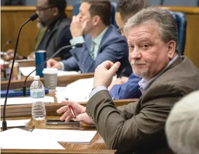  ??  ?? Former Cook County Commission­er Jeff Tobolski attends a board meeting of the Cook County Forest Preserves in December.