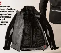  ??  ?? Froid
Pour faire face aux températur­es négatives, de nombreuses vestes sont équipées d’une doublure thermique amovible qui se porte comme une doudoune.