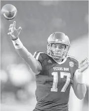  ?? Sam Craft / Associated Press ?? Texas A&M quarterbac­k Nick Starkel will be the fifth different quarterbac­k in the last six seasons to start for the Aggies against Mississipp­i.