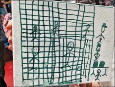  ?? AMERICAN ACADEMY OF PEDIATRICS ?? A photo provided Friday of a drawing by a migrant child depicts jail-like bars at a crowded facility in McAllen, Texas.