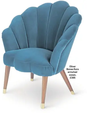  ??  ?? Oliver Bonas flora armchair ocean, £395