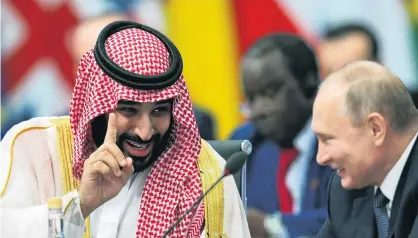  ?? PHOTO: REUTERS ?? Making a point . . . Saudi Arabia’s Crown Prince Mohammed bin Salman talks to Russian President Vladimir Putin during the opening of the G20 leaders summit in Buenos Aires last month.