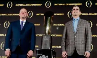  ?? GODOFREDO A. VASQUEZ/ASSOCIATED PRESS ?? Washington’s Kalen DeBoer (left) and Michigan’s Jim Harbaugh will try to end their respective school’s long drought between national titles.