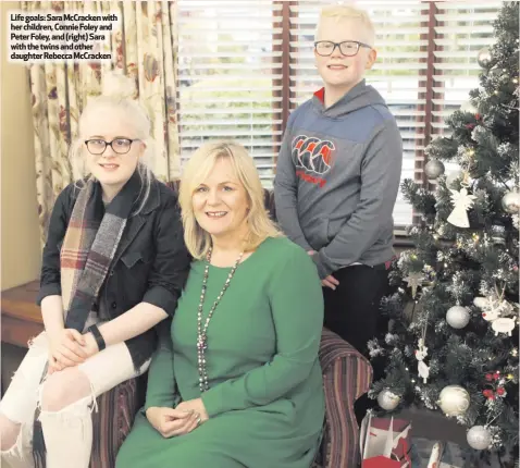  ??  ?? Life goals: Sara McCracken with her children, Connie Foley and Peter Foley, and (right) Sara with the twins and other daughter Rebecca McCracken