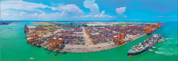  ?? PROVIDED TO CHINA DAILY ?? The Qinzhou trade and port area in the south of the Guangxi Zhuang autonomous region is seen in November.