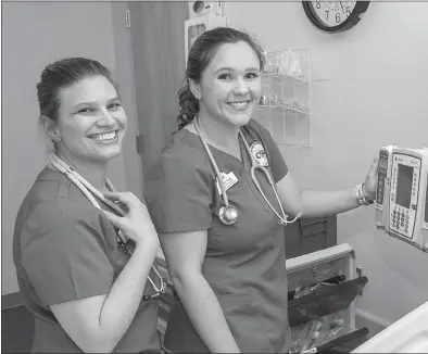  ?? SUBMITTED PHOTO ?? CSM nursing students Tabitha Long of Charlotte Hall, left, and Jennifer Nagy of Mechanicsv­ille participat­e in CSM’s associate-to-bachelor’s degree agreements — Long with Frostburg State University and Nagy with Stevenson University Online.