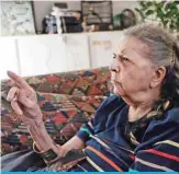  ??  ?? PARIS: Madeleine Riffaud, 94, speaks about the liberation of Paris on 1944 during an interview with the AFP at her apartment in Paris. — AFP