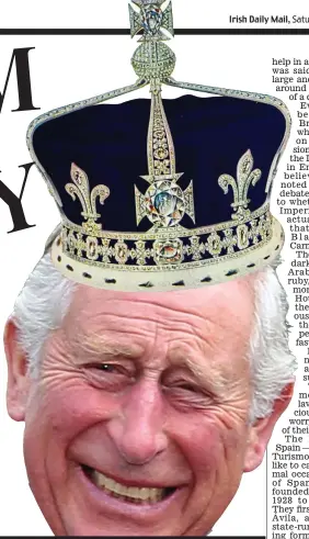  ?? ?? Shining example: Prince Charles and Queen Elizabeth’s crown which features the Koh-i-Noor diamond