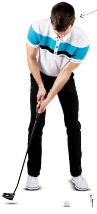  ??  ?? How to do it Place two tees about a putter width apart so they form a gate about a foot in front of the ball. Focus on keeping the hands quiet and try to roll the ball through the gate. If the head is open or closed at impact, the ball will catch one...