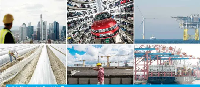  ??  ?? A combinatio­n of file pictures show facets of German industry. — AFP