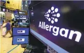  ?? RICHARD DREW AP ?? Allergan is now part of AbbVie but sold its generics division Actavis, including its opioid products, to Teva Pharmaceut­icals six years ago.