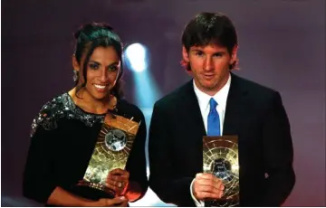 ??  ?? Marta Vieira da Silva og Lionel Andrés Messi modtog i 2006 haederen som de to bedste spillere i verden. Foto: Michael Probst/ap