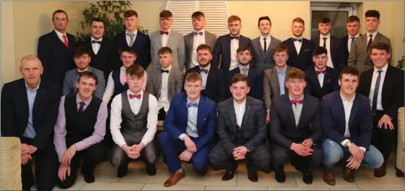  ??  ?? Kilshannin­g U21 B Football Team pictured with their trainers and mentors at the Club Victory Social at Springfort Hall Hotel