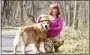  ?? MEDIANEWS GROUP FILE PHOTO ?? Elly Haigh, 10, poses for a photo with her Golden Retriever named Clover, who is wearing a bike helmet. The dog and her owners celebrated her eighth birthday on the Schuylkill River Trail in Pottstown.