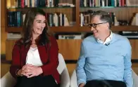  ?? The Associated Press ?? ■ In this Feb. 1, 2019, file photo, Bill and Melinda Gates smile at each other during an interview in Kirkland, Wash. It was a healthy year for big gifts to charitable causes in 2021, a year that saw one of the largest multibilli­on-dollar contributi­ons in more than a decade, according to a Chronicle tally. The power philanthro­pists announced in May that they were divorcing and then gave a jaw-dropping $15 billion to their foundation in July.