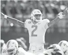  ??  ?? Tennessee quarterbac­k Jarrett Guarantano (2) calls a play during a game between Tennessee and Auburn at Jordan-Hare Stadium in Auburn, Ala. on Oct. 13,. Tennessee defeated Auburn 30-24. CAITIE MCMEKIN/NEWS SENTINEL NFS