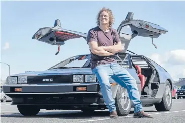  ?? Photo: KEVIN STENT/ FAIRFAX NZ ?? Firefly Cinemas founder Jonno Morrissey with a DeLorean car, made famous from the Back
franchise, which will be front row at a drive-in screening in Lower Hutt’s Riverbank car park.
to the Future