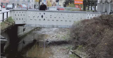  ?? FOTO: UWE JAUSS ?? Auch die Eschach leidet unter der Trockenhei­t. Eine entscheide­nde Wende könnten nur lang anhaltende Regenfälle bringen.