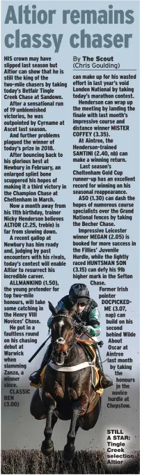  ??  ?? STILL A STAR: Tingle Creek selection Altior