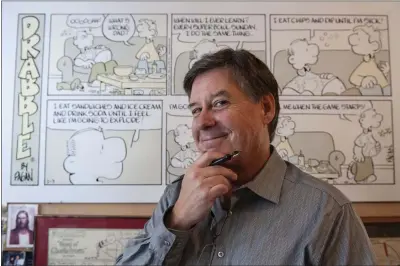  ?? PHOTOS BY ANA VENEGAS — STAFF PHOTOGRAPH­ER ?? Mission Viejo resident Kevin Fagan, shown in his studio in 2016, has been producing his comic, “Drabble,” for 45years, which works out to more than 16,000strips. He was a 21-year-old college student when he got his first cartooning contract in 1979.