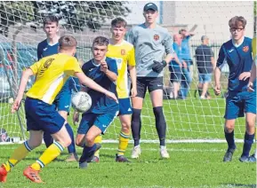  ??  ?? U/19 Presidents League action from Graham Street where Fairmuir Violet beat Ferry Athletic 2-0.