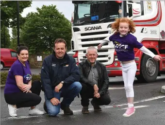  ?? Photo by Domnick Walsh ?? Matt O’Regan and Tony Nolan with Marisa Reidy and daughter Hannah O’Connell at the launch of the Kerry Truck Run at The Rose Hotel on Thursday. The truck run takes place on Saturday, July 15, in aid of the Cystic Fibrosis Charity TLC4CF.