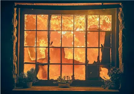  ?? WASHINGTON POST ?? The Soda Rock Winery burns in Healdsburg, California, as the Kincade fire burned through it.