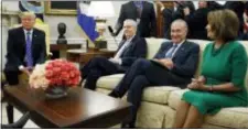  ?? EVAN VUCCI — THE ASSOCIATED PRESS ?? President Donald Trump during a meeting with, from left, Senate Majority Leader Mitch McConnell, R-Ky., Senate Minority Leader Chuck Schumer, D-N.Y., House Minority Leader Nancy Pelosi, D-Calif., in the Oval Office.