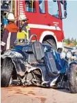  ?? Foto: Zwiebler, dpa ?? Das war der zum Glück einzige tödliche Unfall auf der Autobahn A8 im Jahr 2017: Ein Trikefahre­r starb bei Zus marshausen.