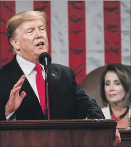  ?? Doug Mills Pool Photo ?? PRESIDENT Trump derided “ridiculous partisan investigat­ions” in his State of the Union speech. Democrats say it is their role to provide checks and balances.