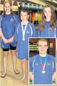  ??  ?? Halton Swimming Club members Libby Harrison, Lucy Harris and Sophie Buckley; (inset) open water specialist Tom Roberts.