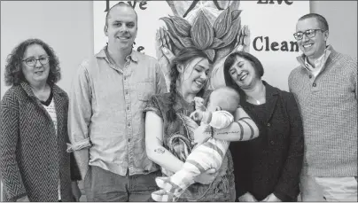  ?? SUBMITTED PHOTO ?? Left to right, Community Cares CEO Dorothy Halliday, Ryan Veltmeyer, Jennifer Hubbert with baby Elliot, Ardelle Reynolds and Mike Targett. Veltmeyer, Hubbert, Reynolds and Targett co-ordinate programs at Community Cares Youth Outreach in Sydney Mines.