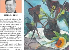  ??  ?? MADDEN COLE Black Lilies: An Irma Stern painting expected to fetch between R2m and R3m at an auction to be held by Strauss & Co in Cape Town. The sale will take place at the Vineyard Hotel on October 16.