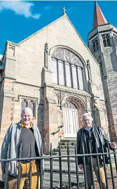  ??  ?? AMBITION: David Jerdan and Dennis Gowans outside Crail Community Hall. Picture by Steve Brown.