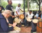  ?? Mary E. O’Leary / Hearst Connecticu­t Media ?? Bergamos Healing Drums performs on the New Haven Green on Friday.
