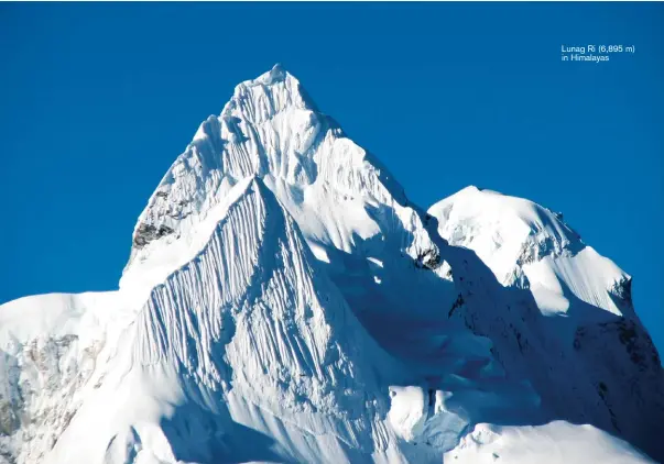  ??  ?? Lunag Ri (6,895 m) in Himalayas