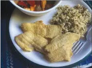  ?? (NWA Democrat-Gazette/Flip Putthoff) ?? White bass filets make a fine meal. When cleaning white bass it’s important to remove from each filet most of the red meat that has a strong fishy taste.