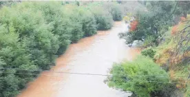  ?? ?? The Manawatu River near Kiwi Lumber was also high and discoloure­d.