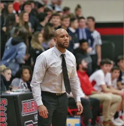  ?? RICH HUNDLEY III — FILE PHOTO — FOR THE TRENTONIAN ?? Head coach Amir Siddiqu guided Ewing past Hopewell Valley on Friday in a Mercer County Tournament playin game.