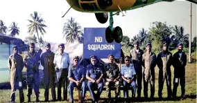  ??  ?? First operationa­l flight Gp Capt R Weerasingh­e, ACM MJT De S Gunawarden­a, Gen Rohan Daluwatte, Air Cdre MS Sally, and the other officers