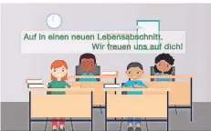  ??  ?? Die Hauptschul­e Hackenberg präsentier­t einen animierten Anmeldecli­p.