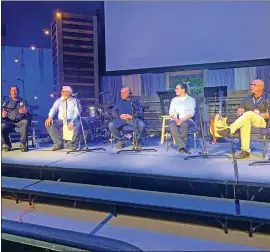  ?? Photo by Terrance Vestal ?? The panel that discussed fentanyl during a program at the Calvary Baptist Church Tuesday included Bishop Police Lt. Josh Ellsworth, Inyo County Probation Chief Jeff Thomson, Stephen Dondero, NIHD’s harm reduction specialist, Dr. Anne Goshgarian, an emergency and addiction medicine physician at NIHD, and Eric Sanders, the executive director for Bakersfiel­d Recovery Service.