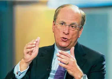  ?? Associated Press file photo ?? BlackRock Chairman and CEO Laurence Fink: Corporate responsibi­lity goes beyond pure profits.