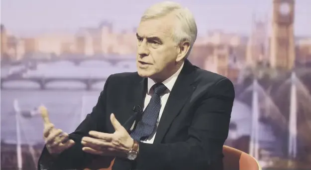  ??  ?? 0 Shadow chancellor John Mcdonnell appearing on The Andrew Marr Show on BBC One yesterday
