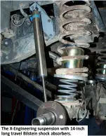  ??  ?? The X-Engineerin­g suspension with 14-inch long travel Bilstein shock absorbers.