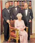  ??  ?? The Queen, Duke of Edinburgh, Prince of Wales and the Duke of Cambridge